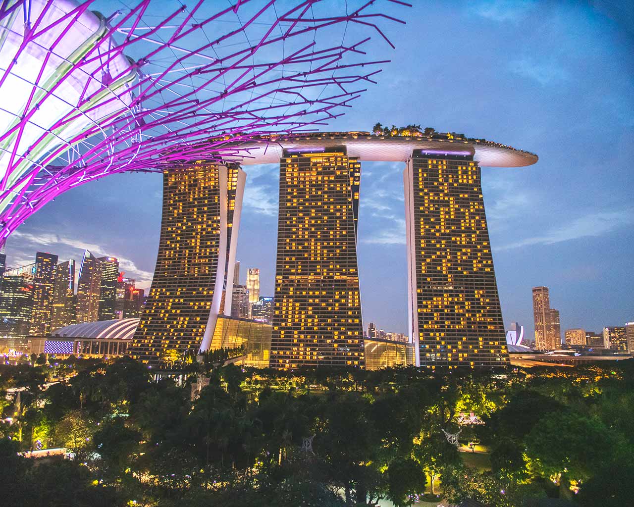 Marina Bay Sands Hotel - fotografiert vom Supertree